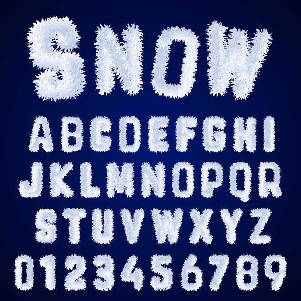 Snow alphabet template vector