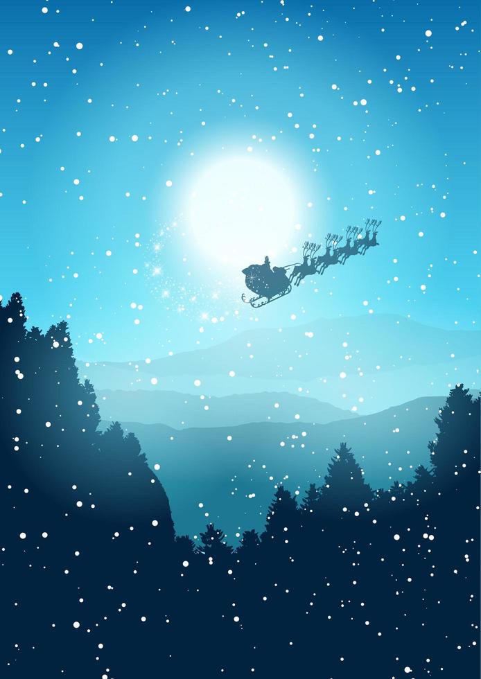 Christmas background with Santa in the sky vector