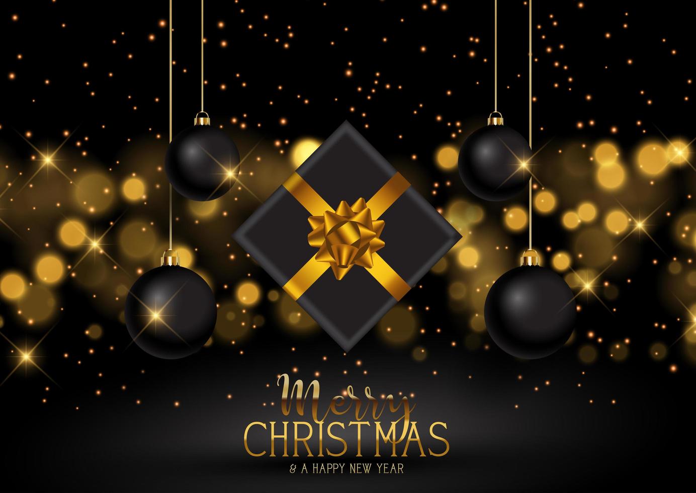 Christmas gift and baubles background vector