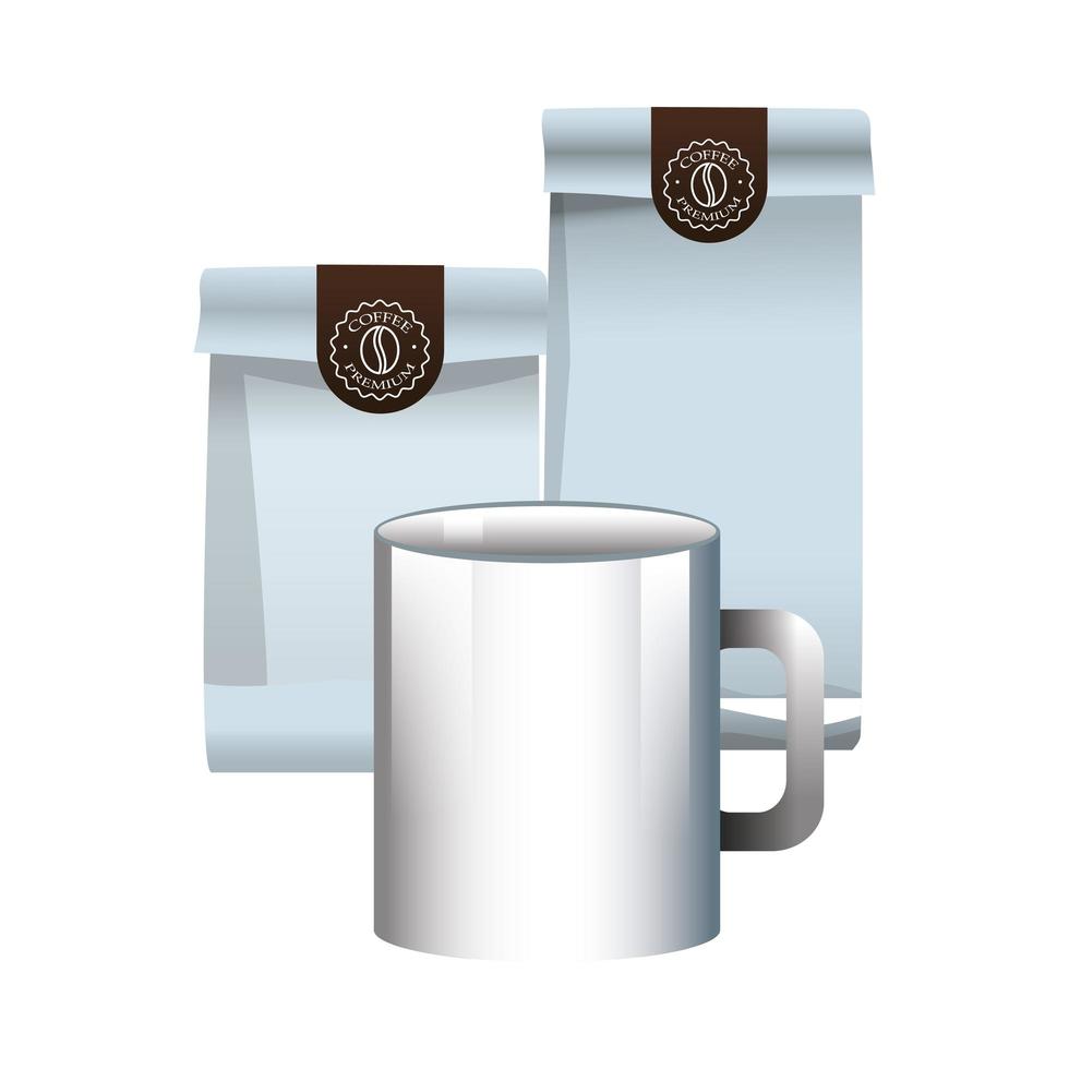 elegantes productos de envasado de café con leche vector