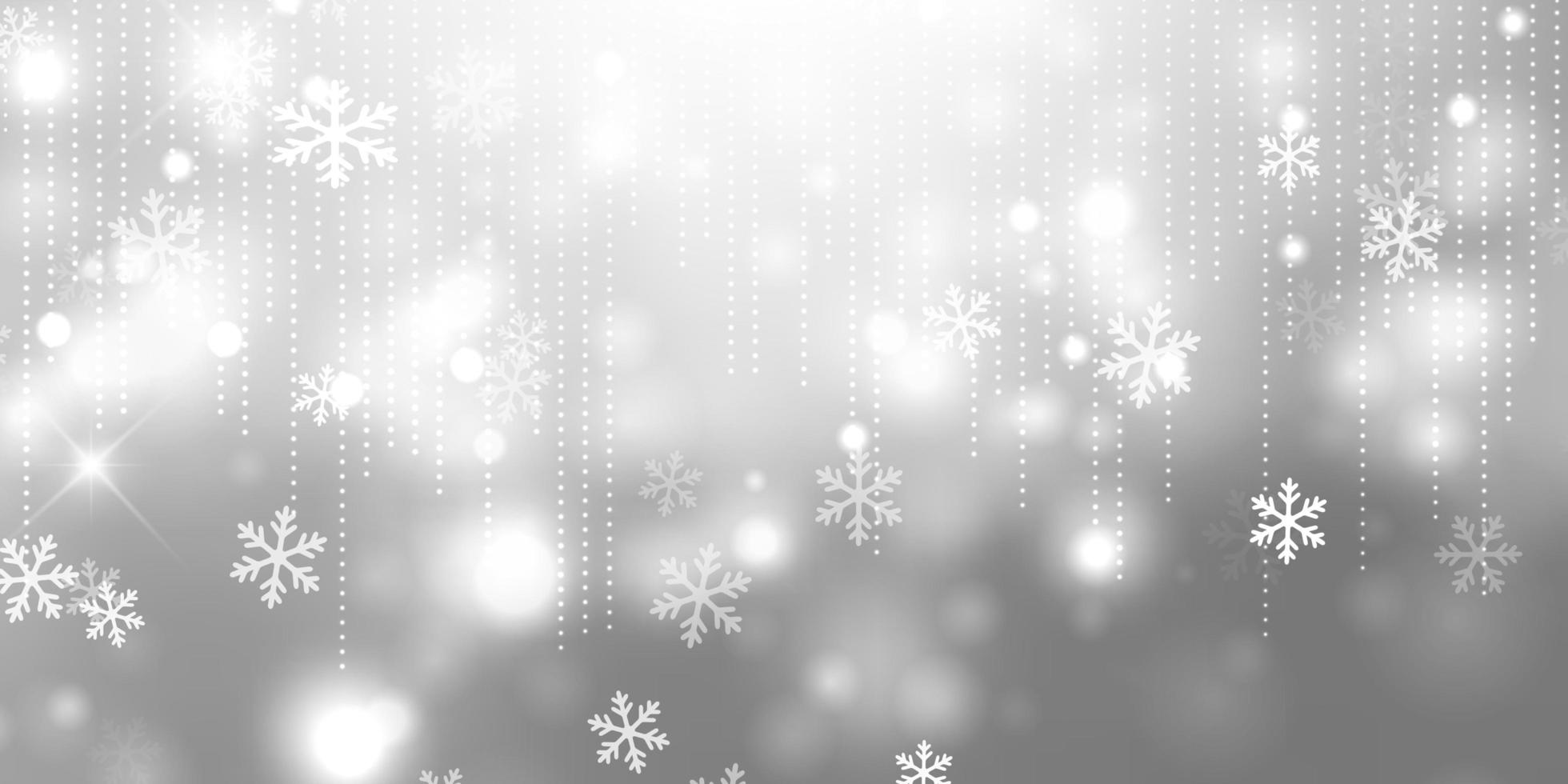 banner de navidad plateado con copos de nieve vector