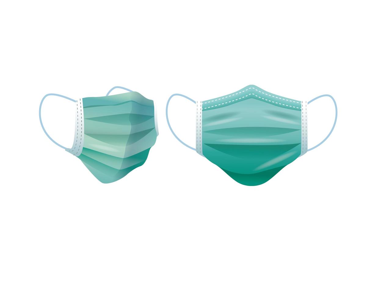 Green medical masks protection accessories vector