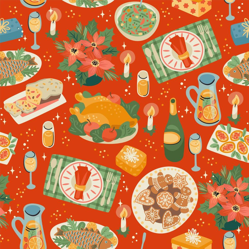 Christmas and Happy New Year pattern vector