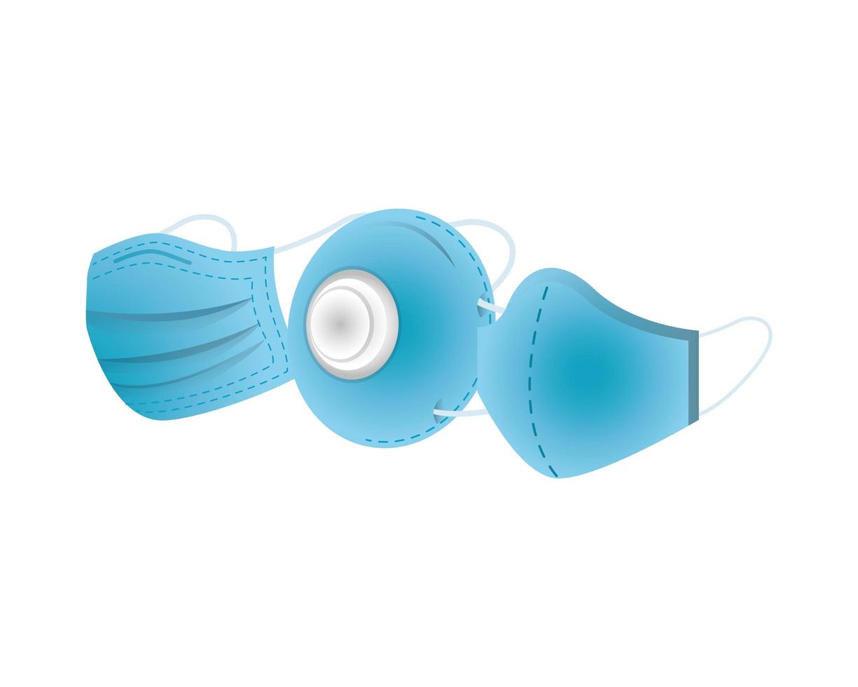 Blue medical masks protection accessories vector