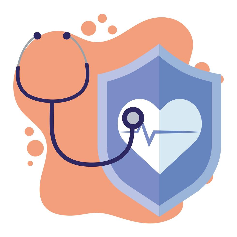 Medical shield with stethoscope vector