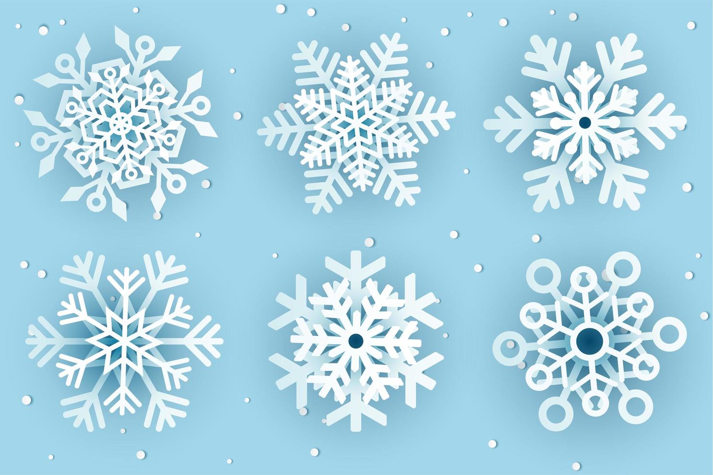 copos de nieve decorativos papercut vector
