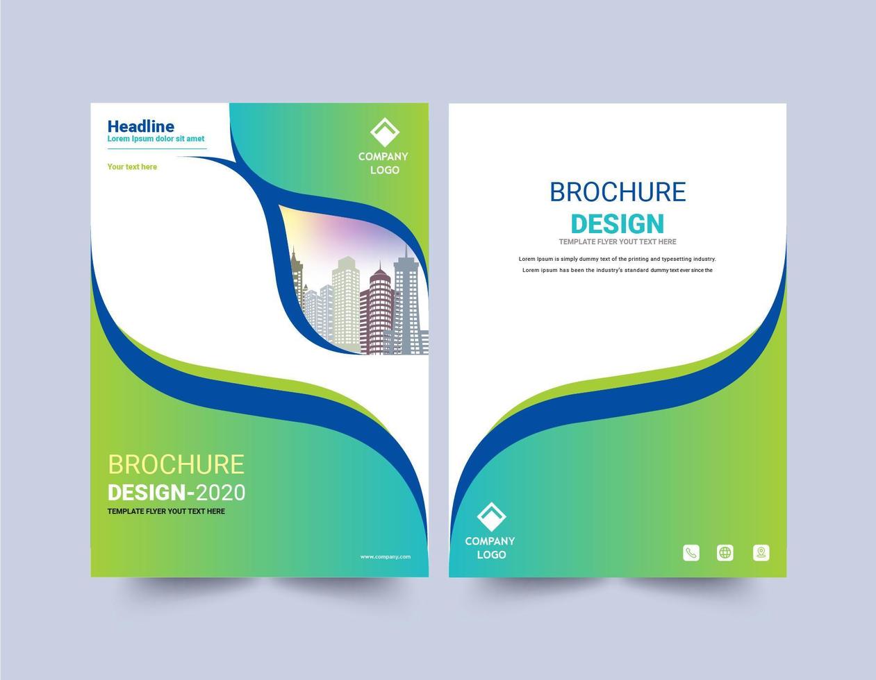 Green and Blue Curve Design Brochure Template vector