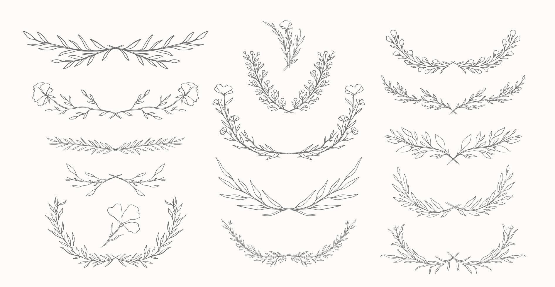 Plant nature dividers hand drawn set vector
