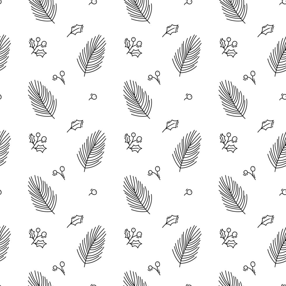 Christmas minimalist seamless pattern with leaves vector