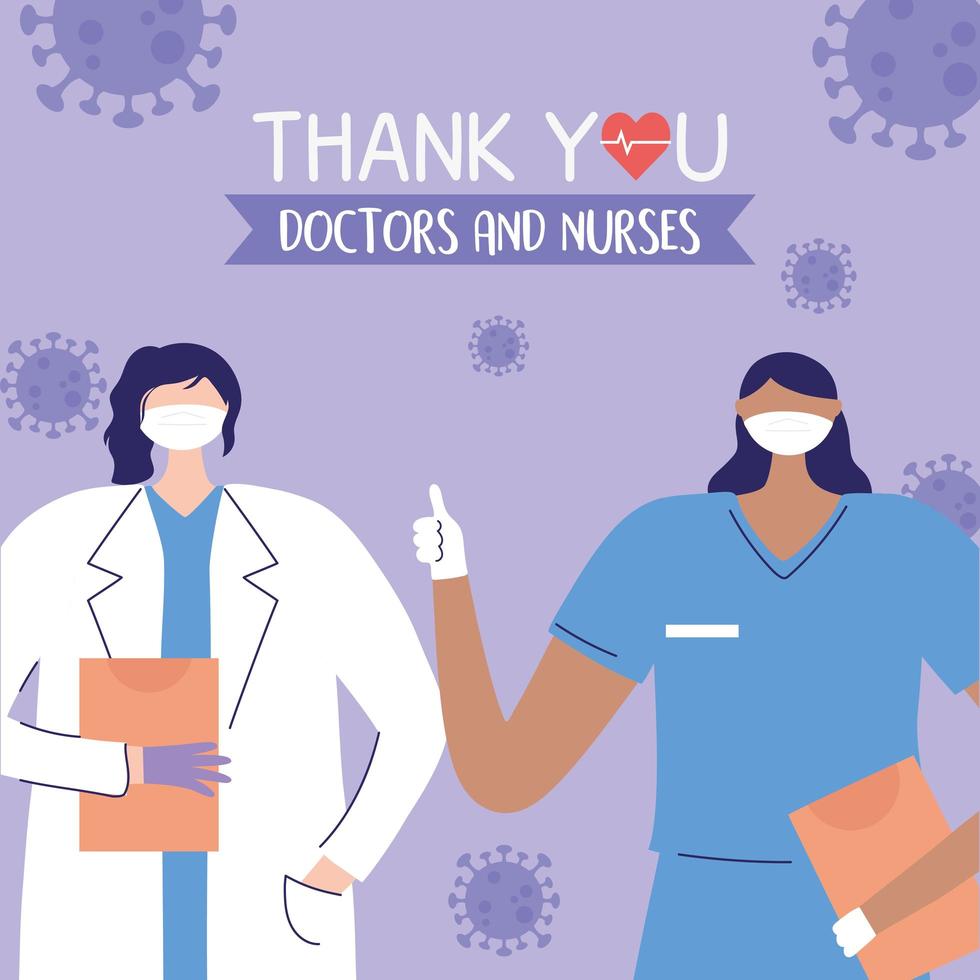 saludo y composición de agradecimiento para los trabajadores sanitarios vector