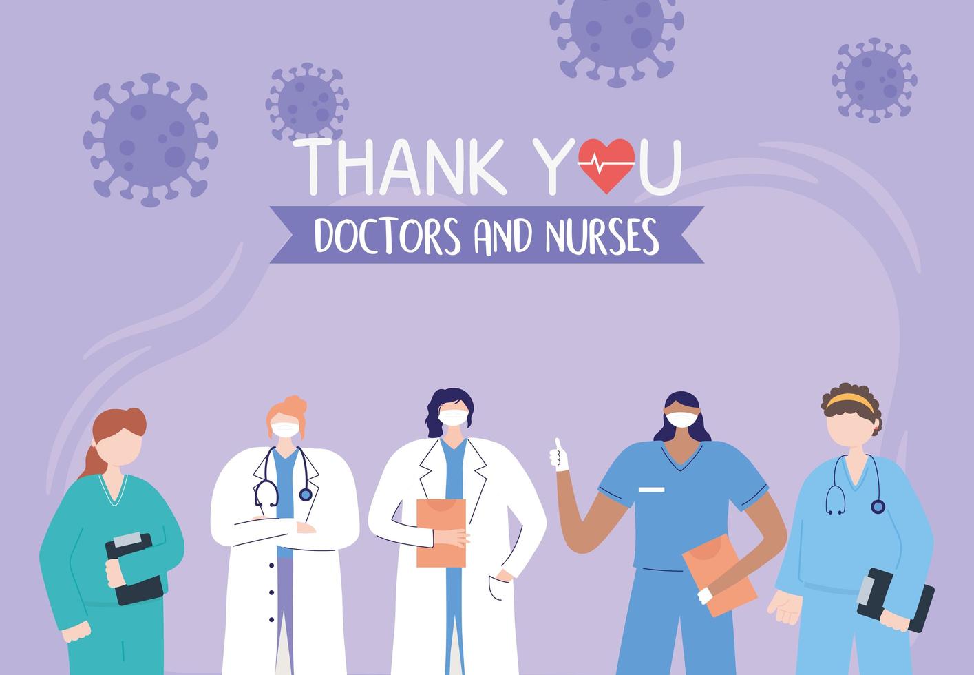 Greeting and gratitude composition for health care workers vector