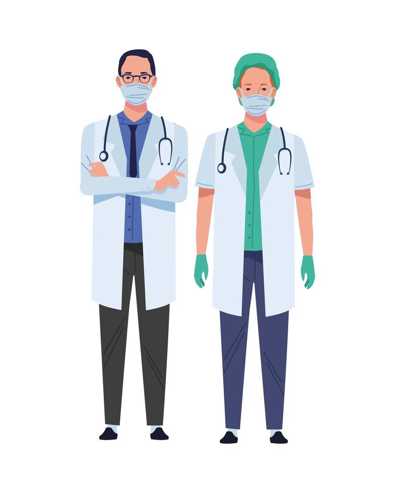 Doctors wearing medical masks vector