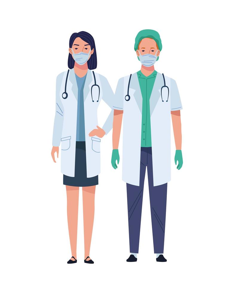 Female doctors wearing medical masks vector