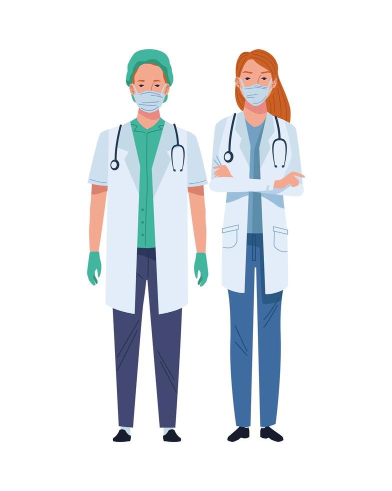 Doctors wearing medical masks vector