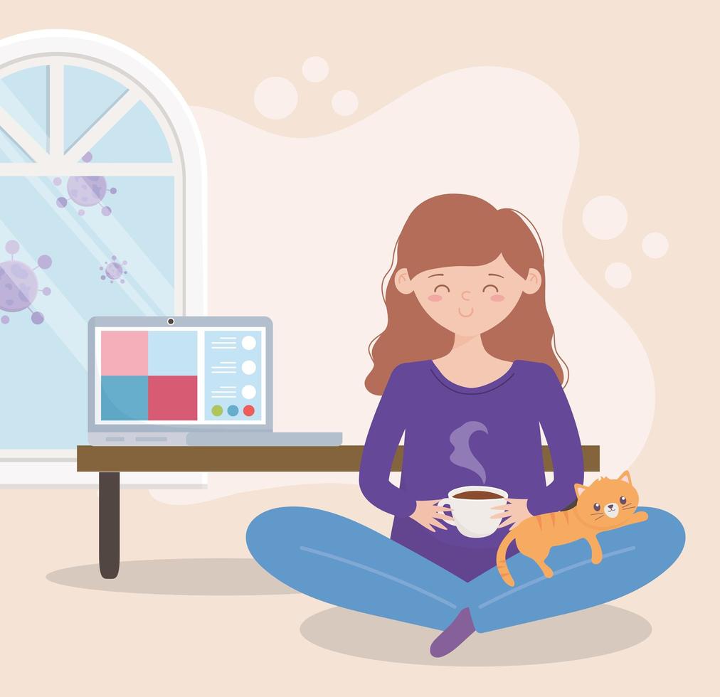 Pregnant woman drinking tea at home vector