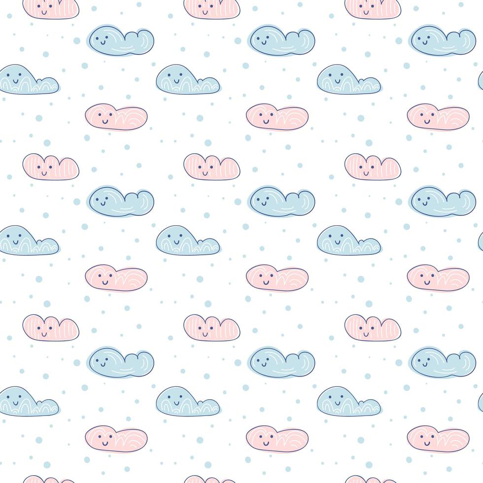 Cartoon clouds scandinavian seamless pattern vector