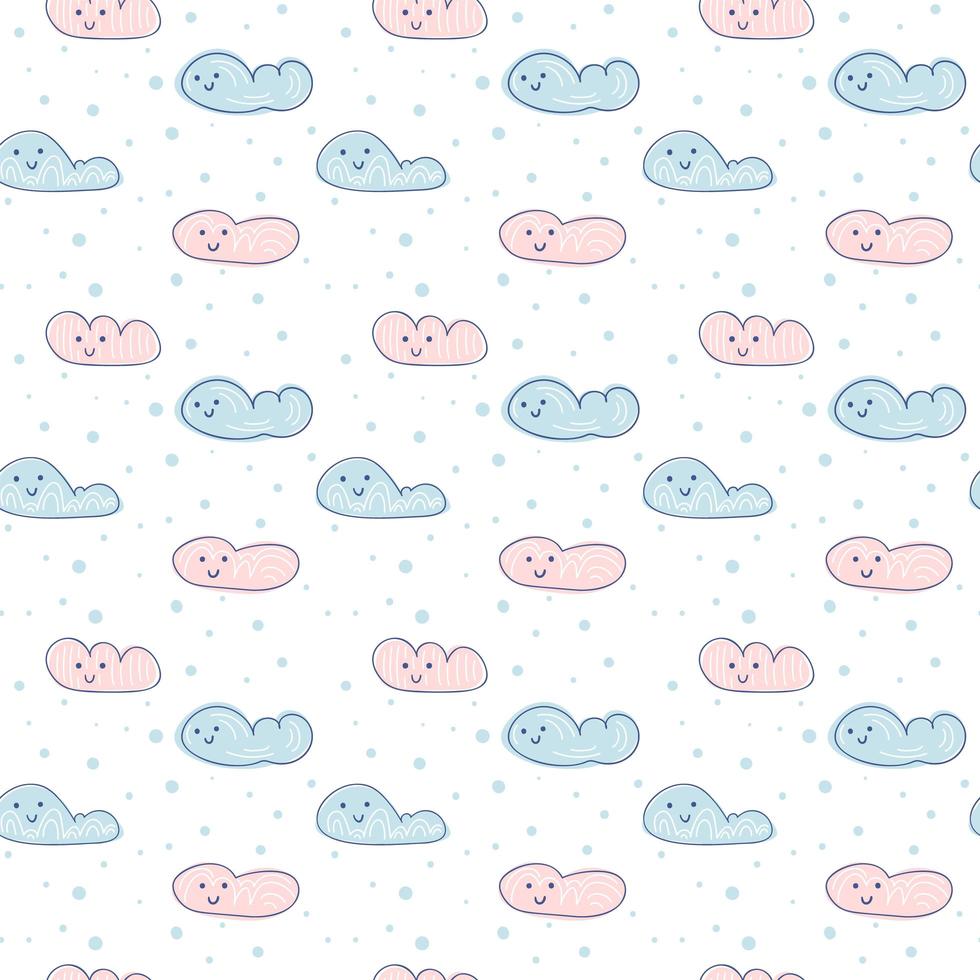 Cartoon clouds scandinavian seamless pattern vector