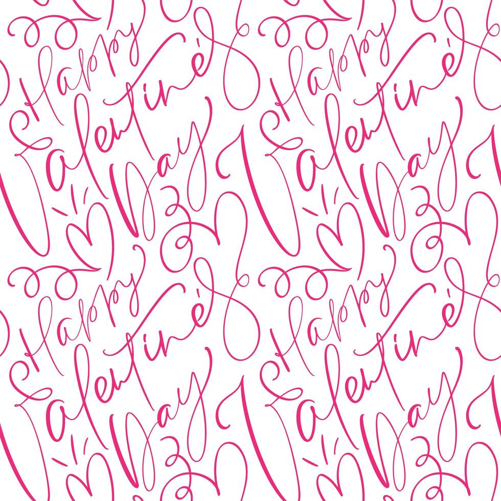 Cute Happy Valentine's Day calligraphic seamless pattern vector