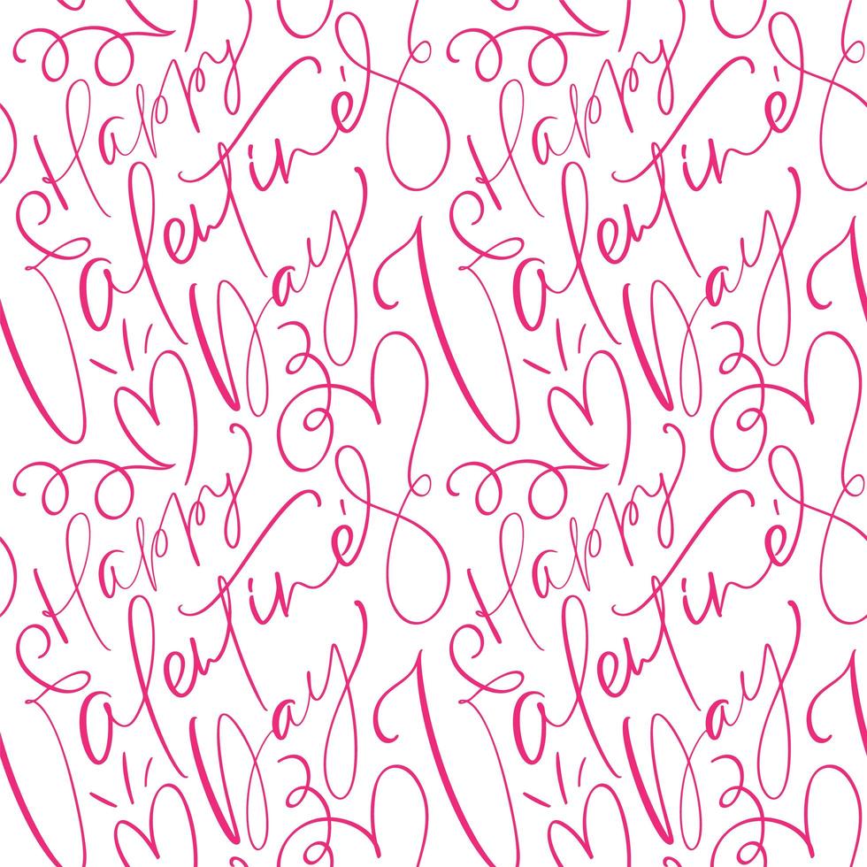 Cute Happy Valentine's Day calligraphic seamless pattern vector