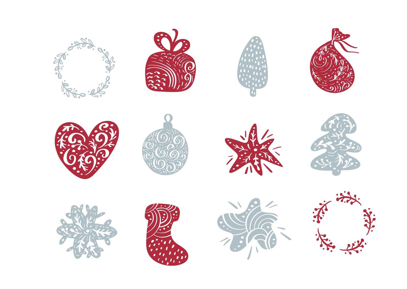 Christmas doodle elements vector