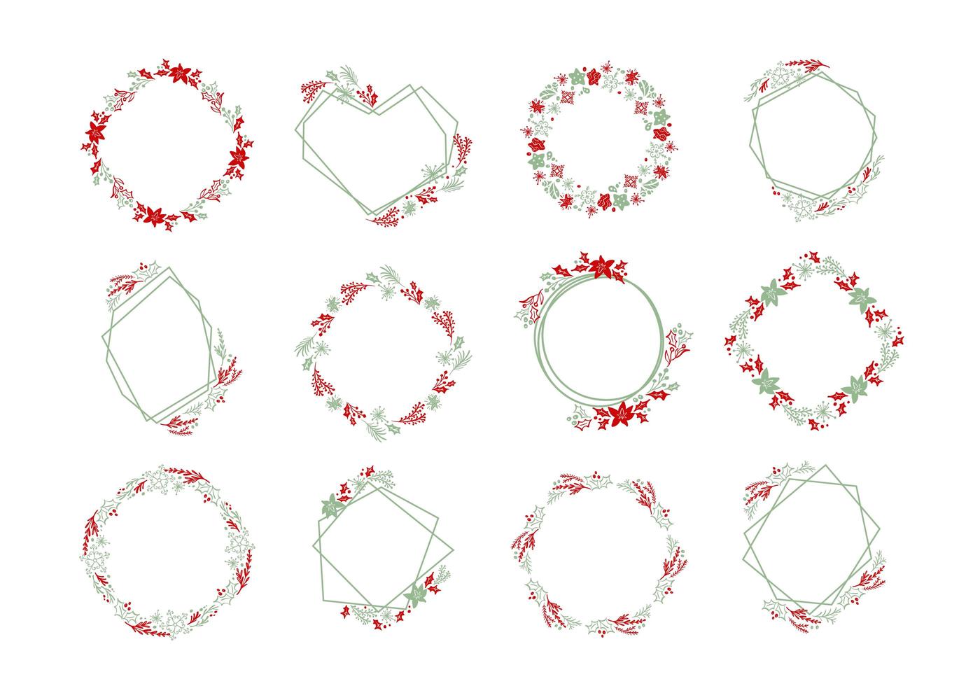 Set of Christmas flower frames vector