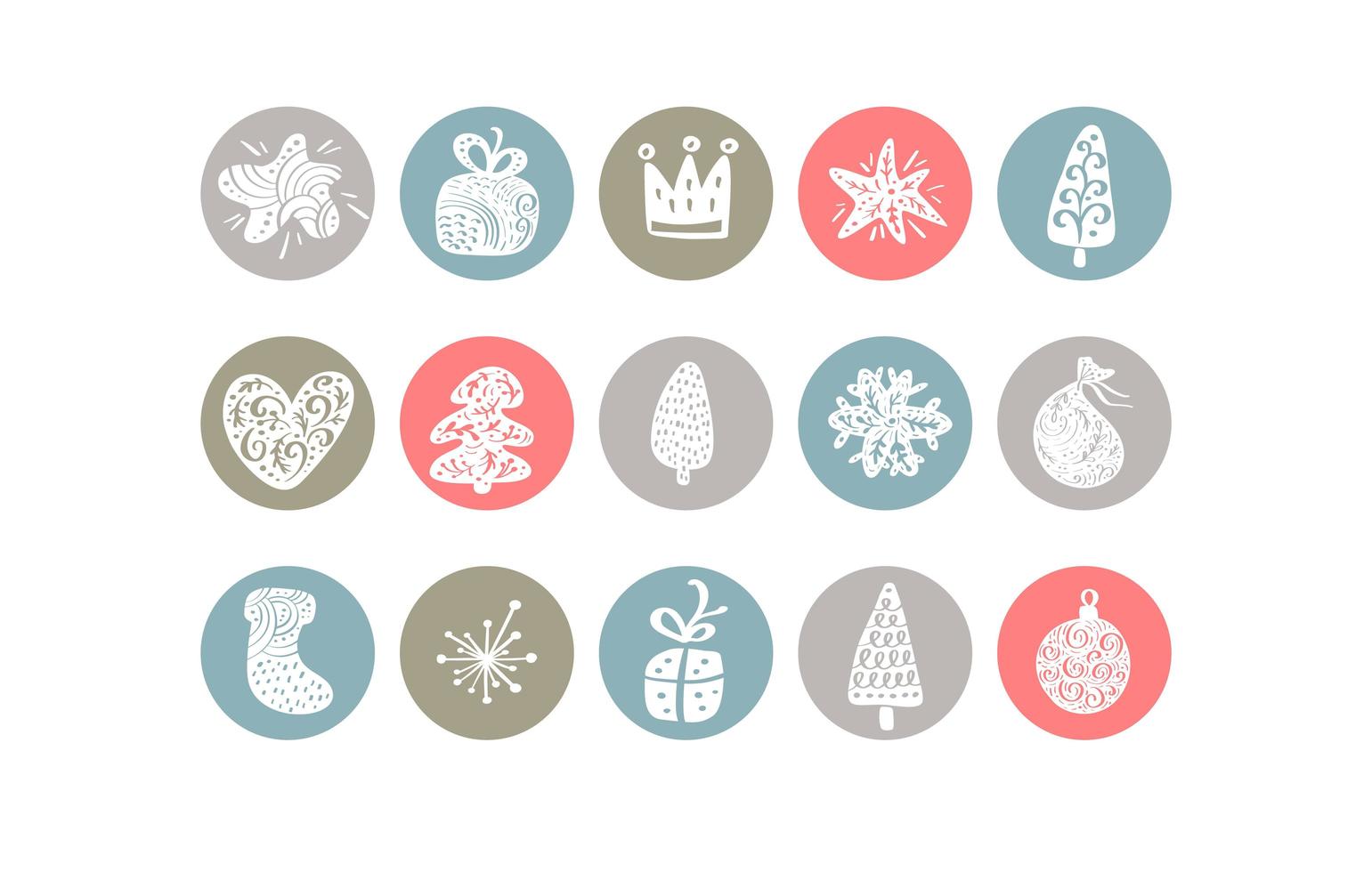 Pastel highlight Christmas element icon collection vector