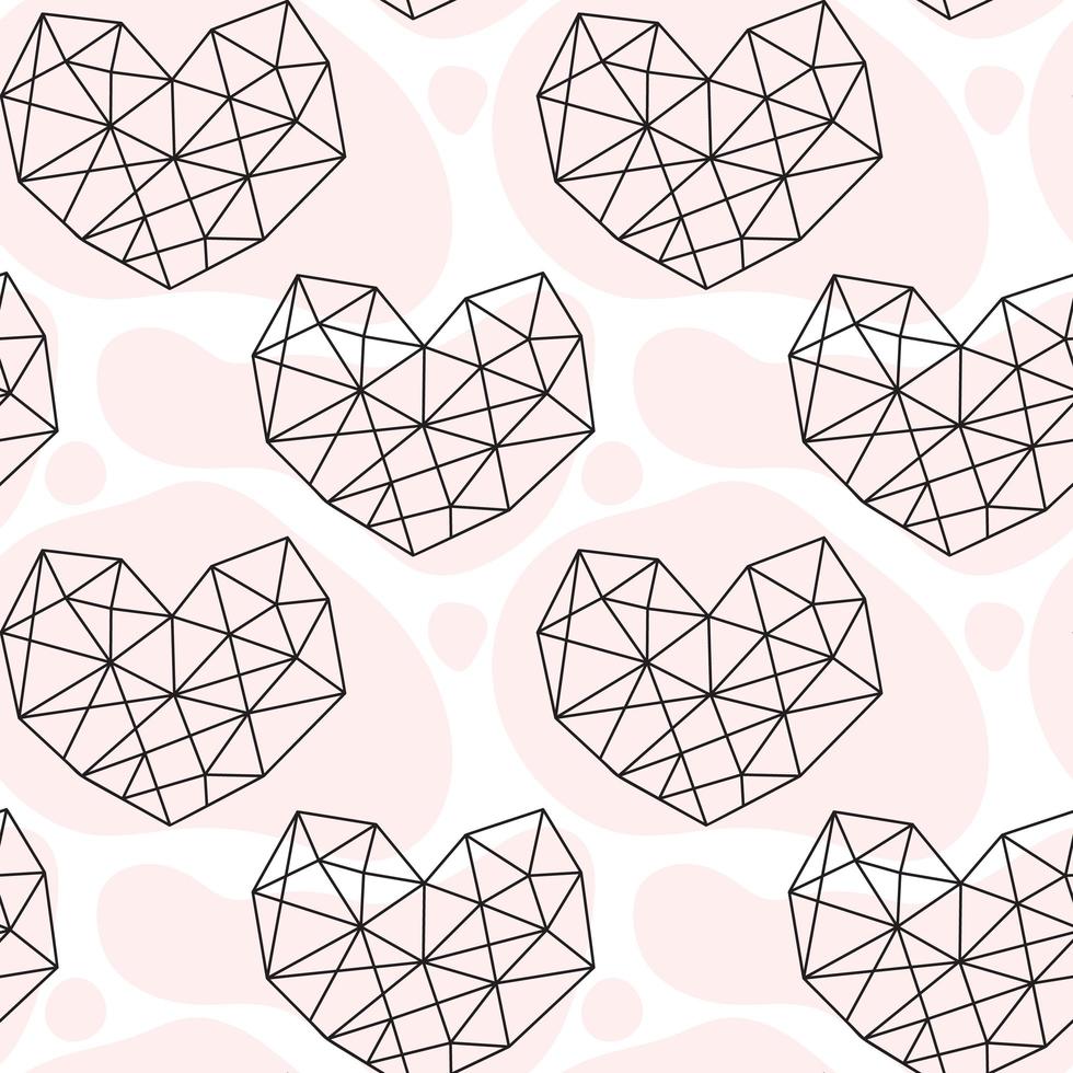 Hand drawn geometric heart doodle seamless pattern vector