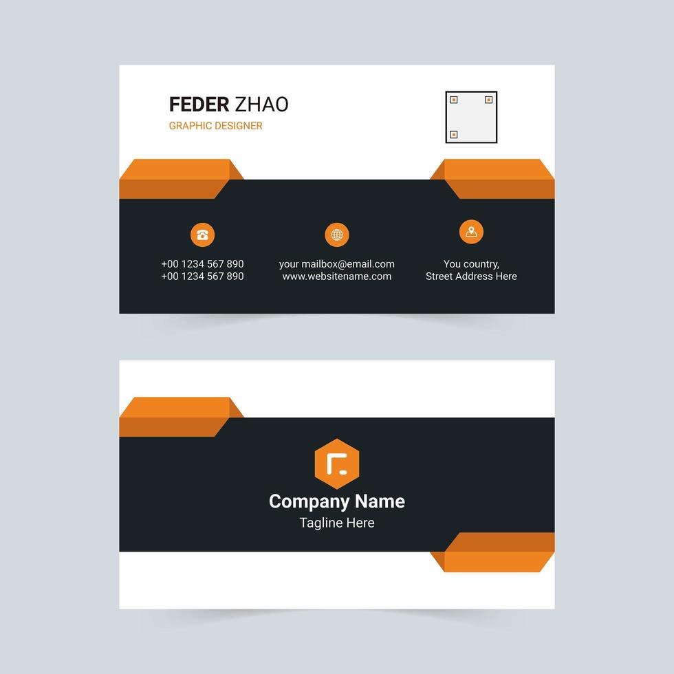 Modern orange and black. business business card template vector