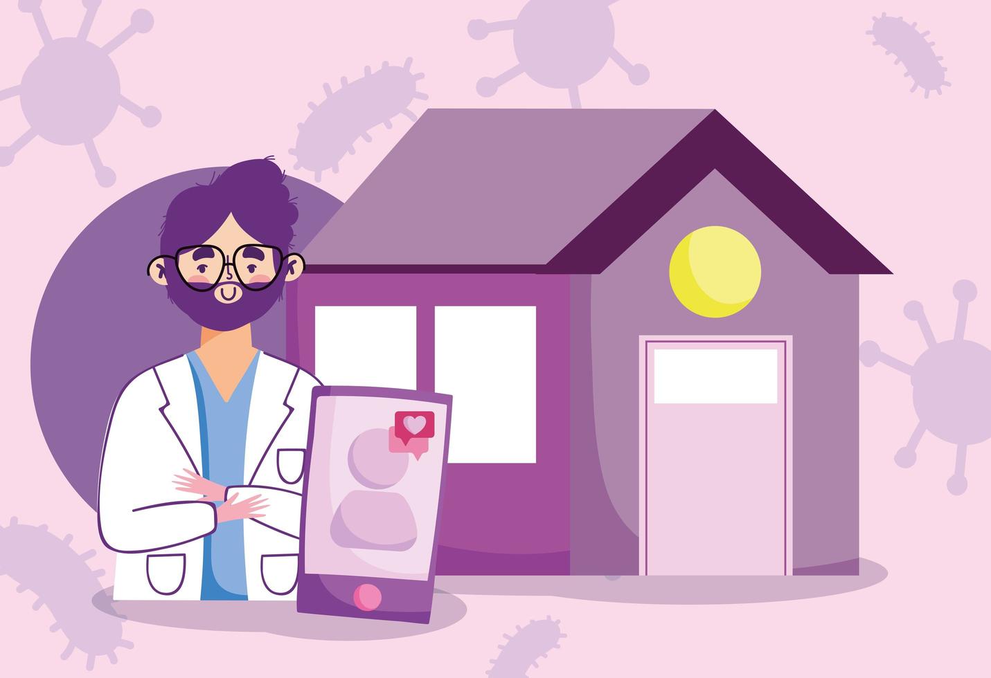 banner de concepto de visita médica en línea vector