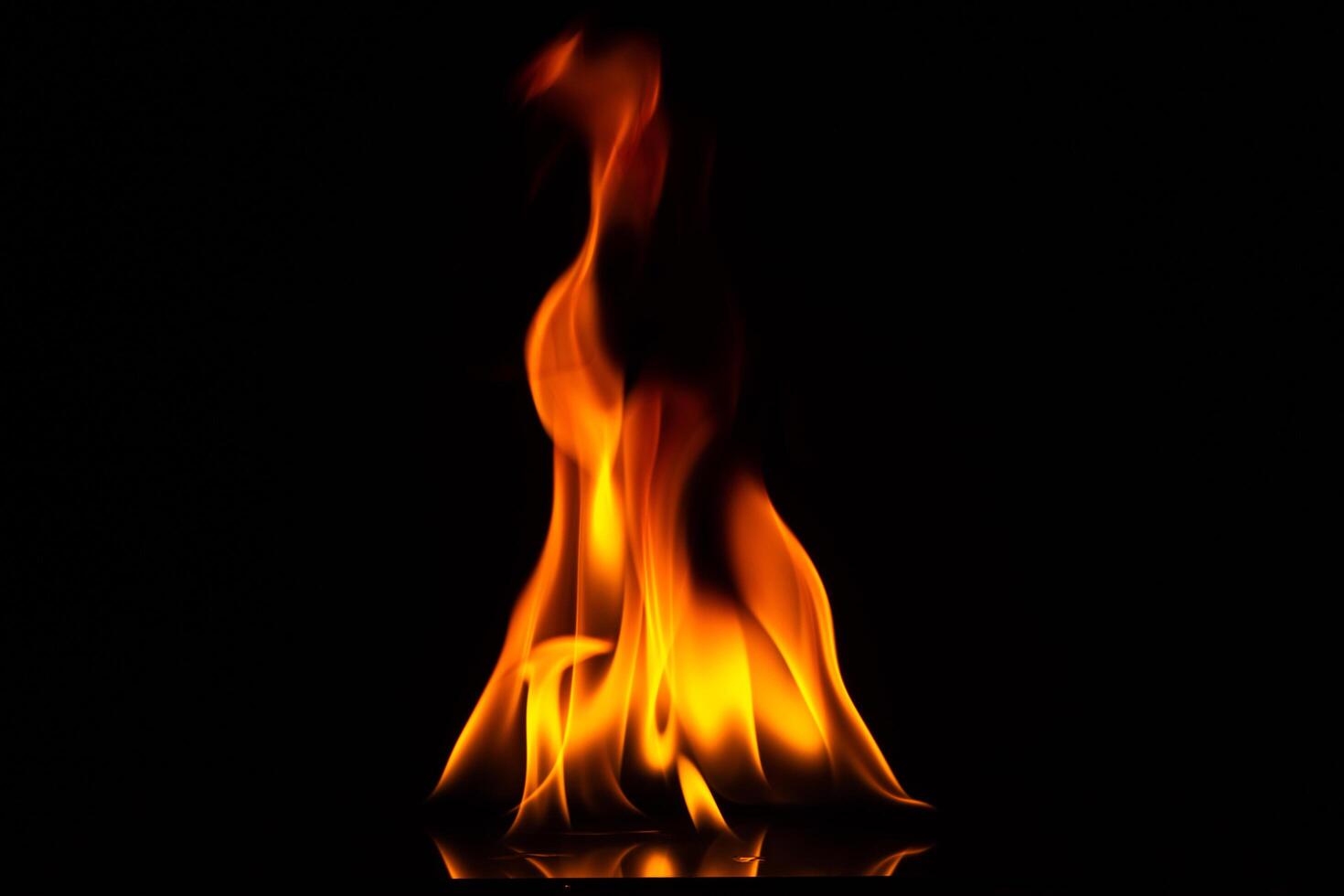 Flames on black background photo