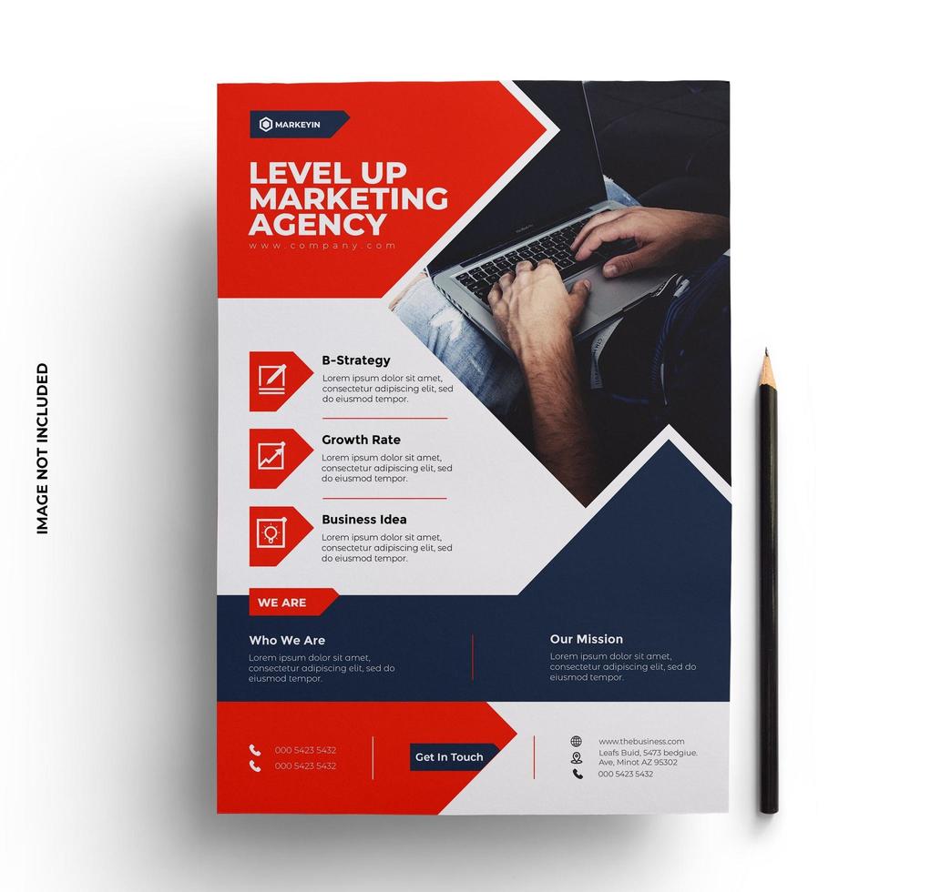 Red, Blue and Gray Business Flyer Template vector