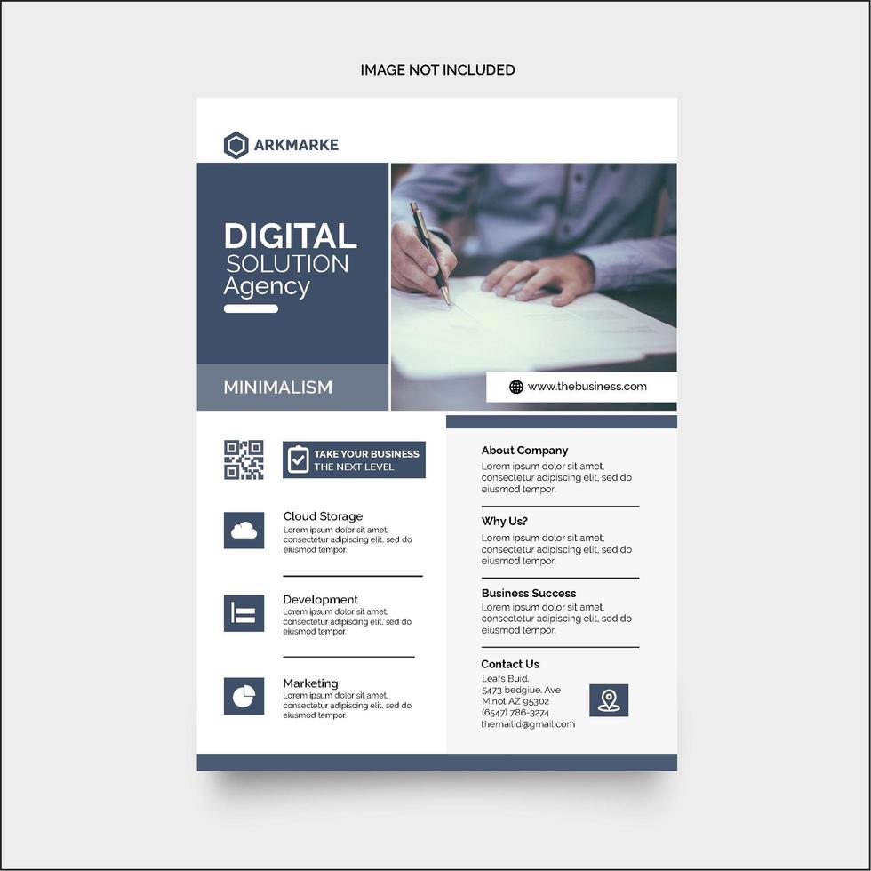 Blue Grey Brochure Flyer Design Template vector
