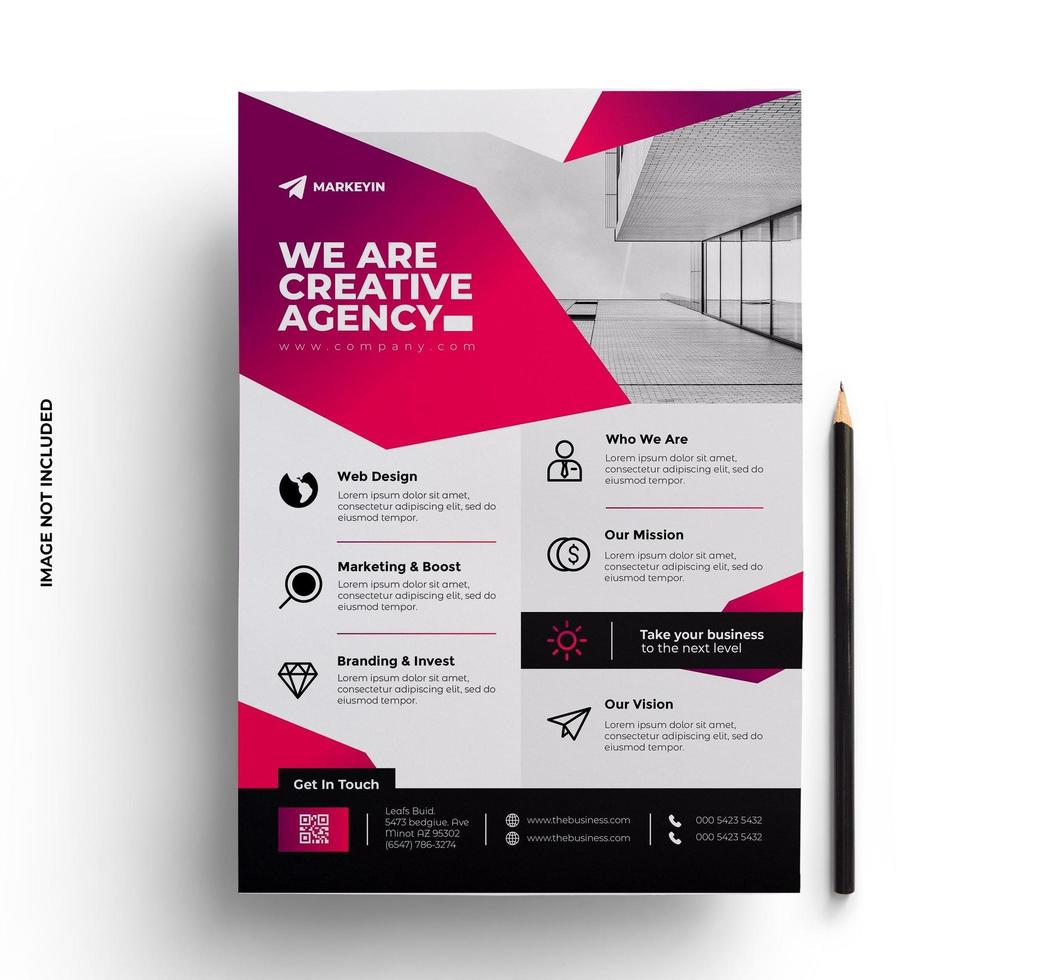 Pink Red Corporate Business Flyer Layout Design vector