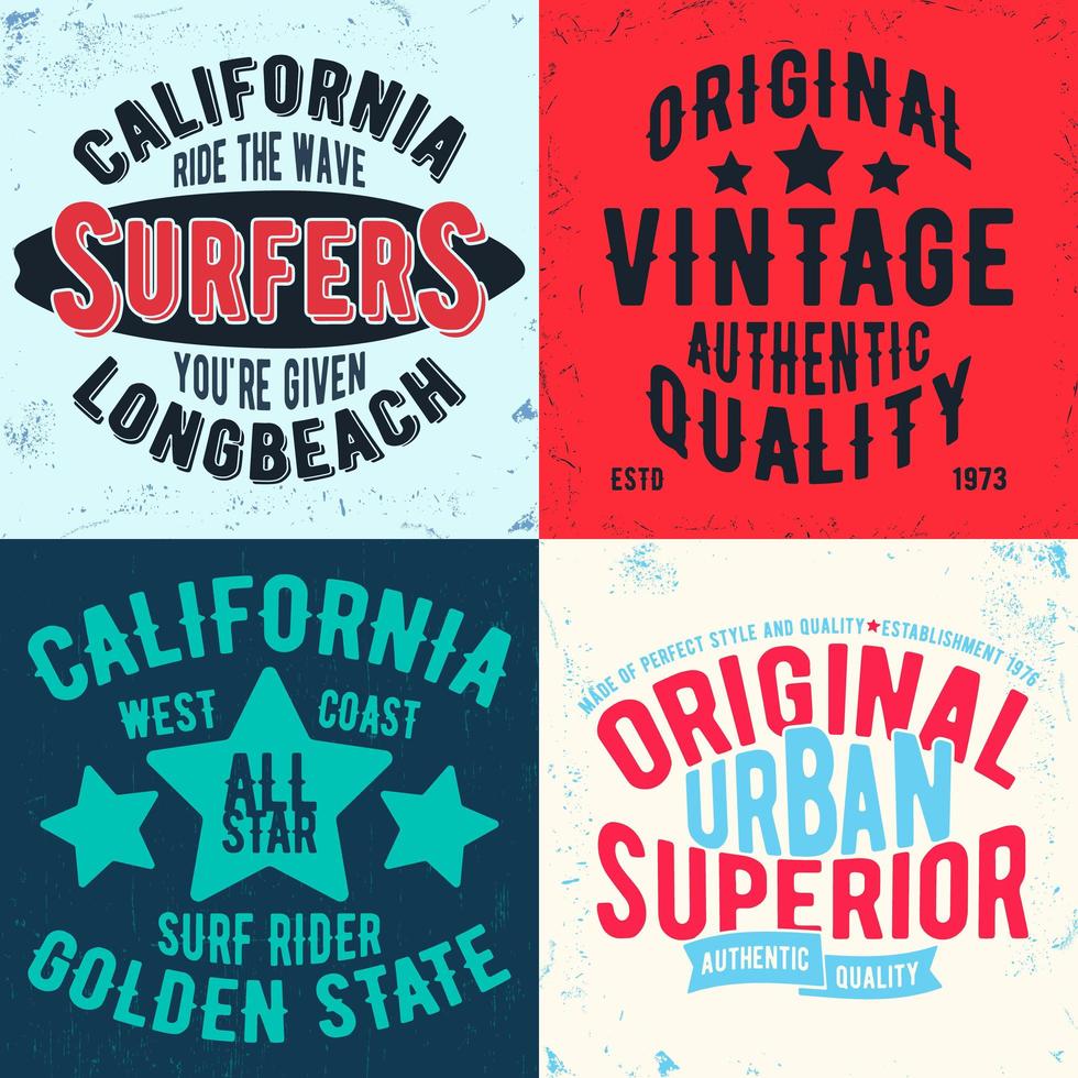 Set of vintage design prints for t-shirts vector