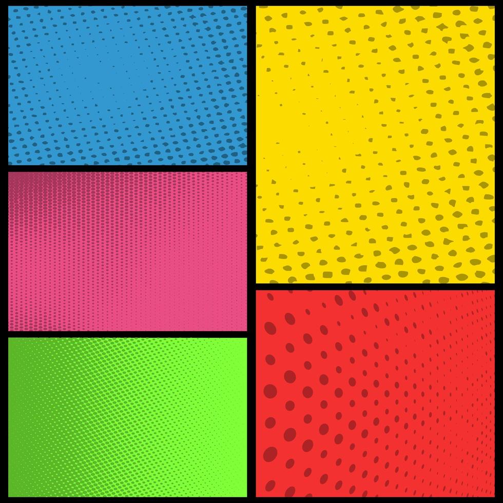 Blank comic book colorful halftone panel set vector