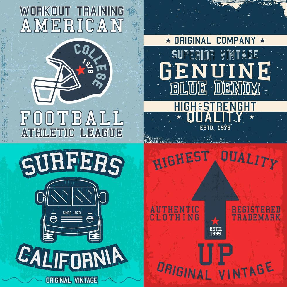 Set of vintage design prints for t-shirts 1422006 Vector Art at Vecteezy