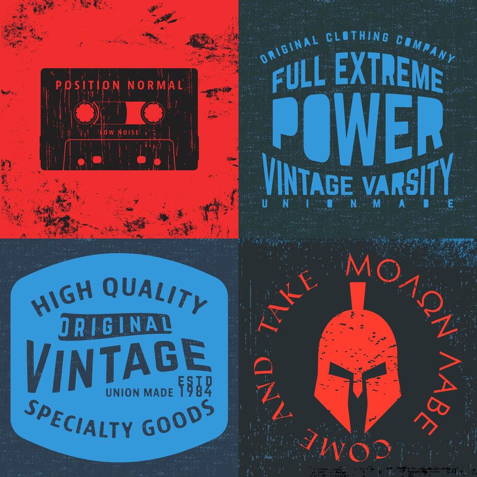 conjunto de estampados de diseño vintage para camisetas vector