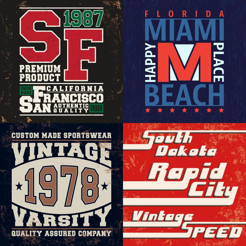 Set of vintage design prints for t-shirts vector