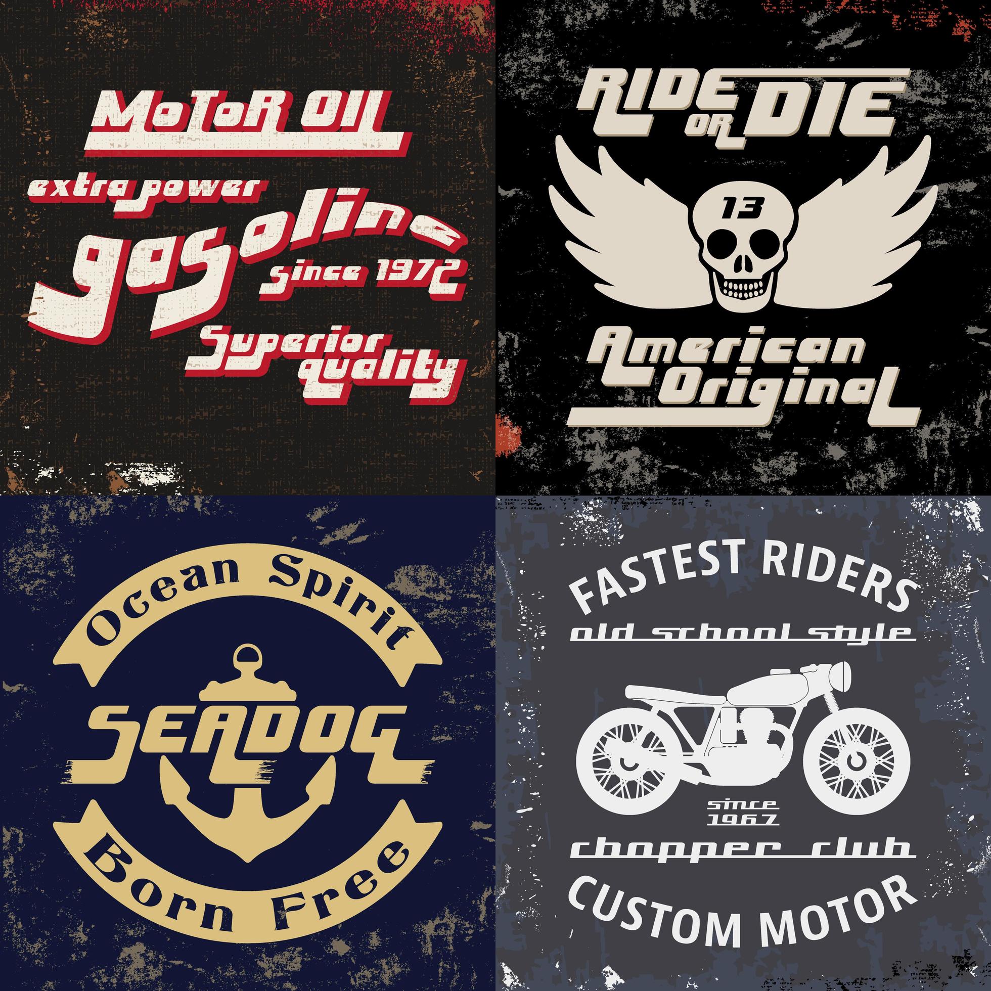 Set of vintage design prints for t-shirts 1422019 Vector Art at Vecteezy