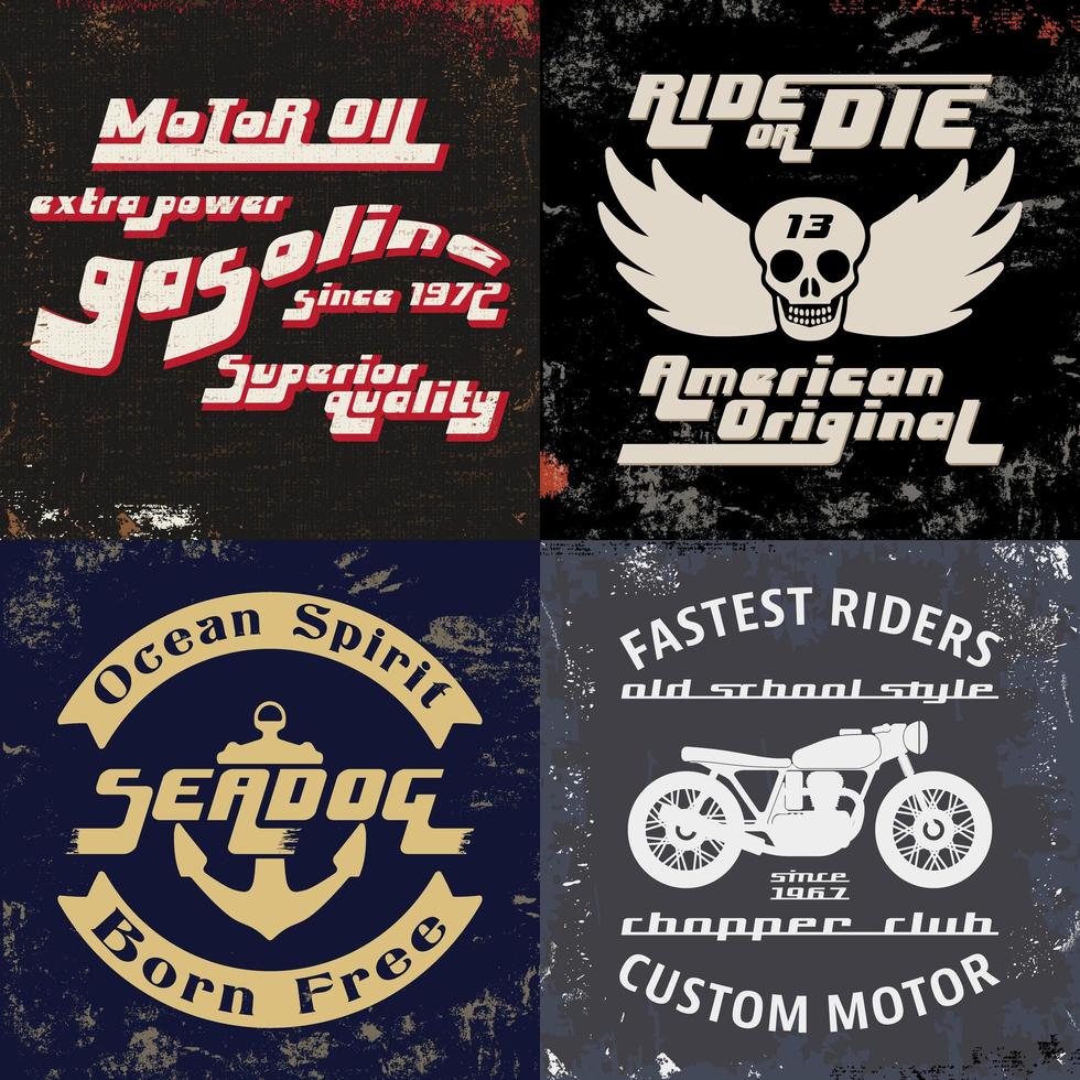 Set of vintage design prints for t-shirts vector