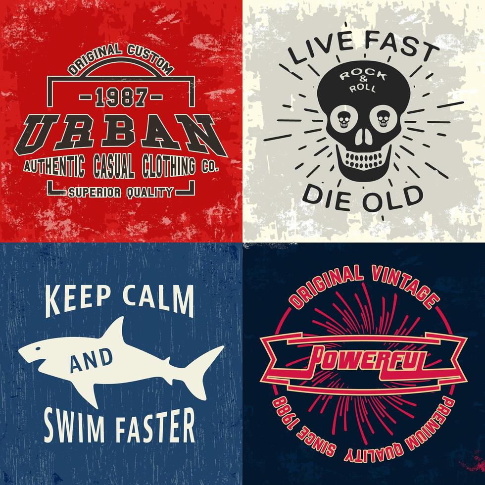 Set of vintage design prints for t-shirts vector