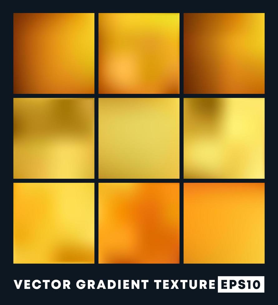 Set of gold gradient textures vector