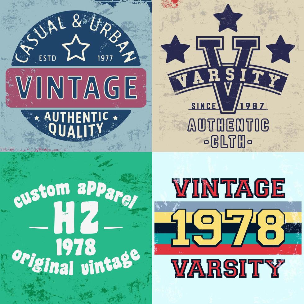 Set of vintage design prints for t-shirts vector