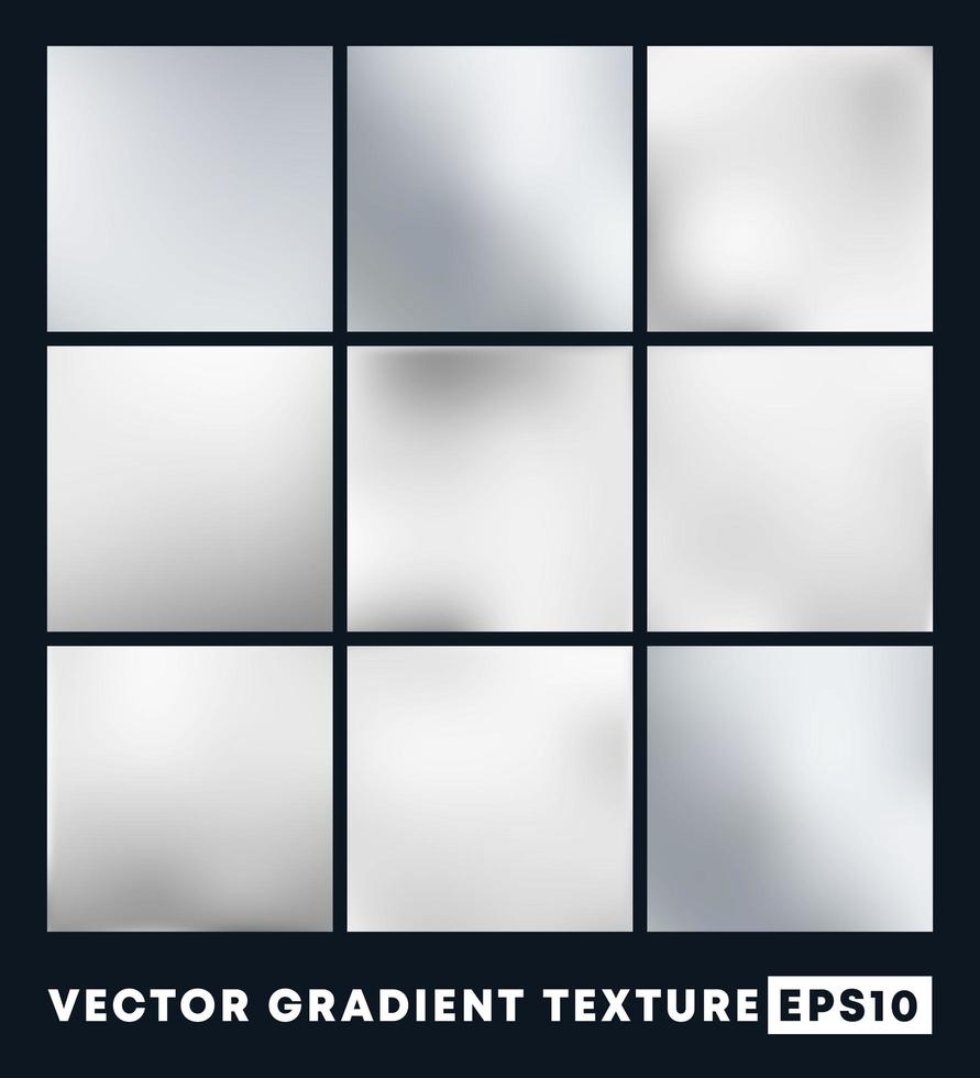 conjunto de texturas de degradado plateado vector