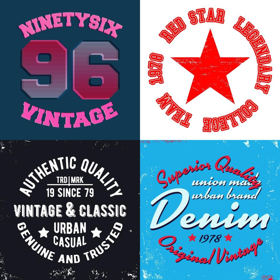 Set of vintage design prints for t-shirts vector