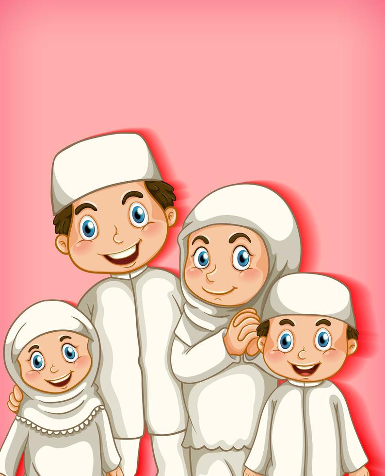 Muslim family members portrait vector