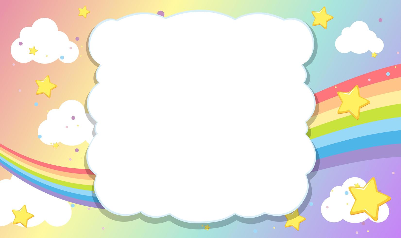 banner en blanco con tema de cielo arcoiris vector