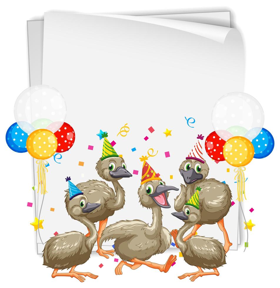 Party paper template with ostrich vector