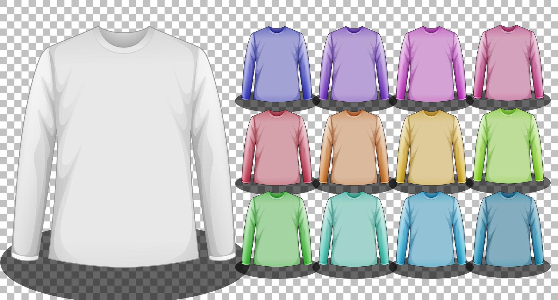 Set of different color long sleeve t-shirts vector