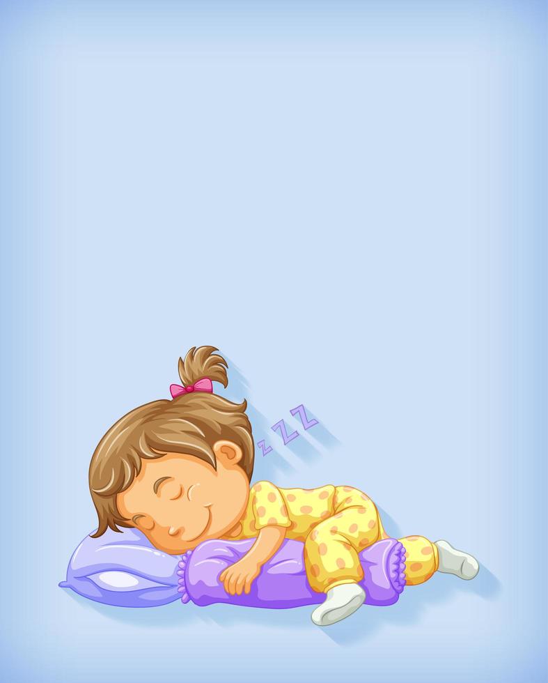 Cute girl sleeping on blue background vector